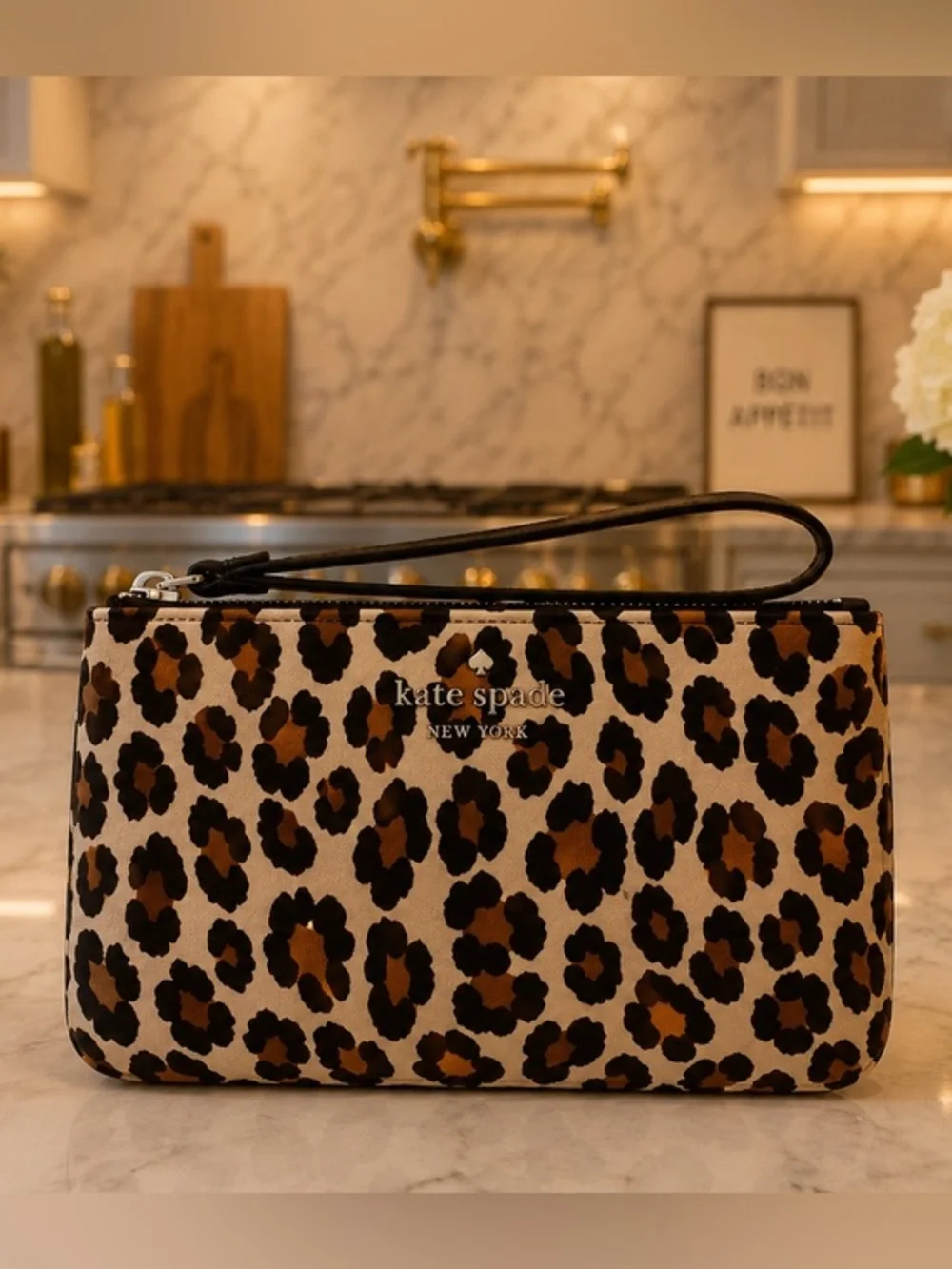 Kate Spade Staci Spotted Animal Medium L-Zip Wristlet